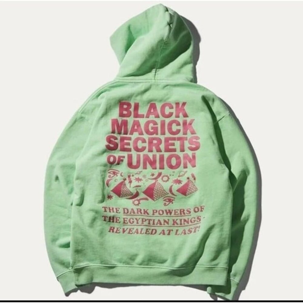 Green Hoodie with Pink Print
